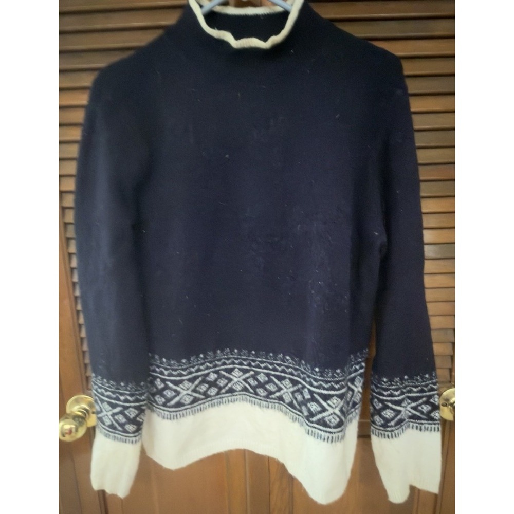 UNIQLO Ines de la Fressange Women M Fair Isle Wool Alpaca Sweater Black Cream